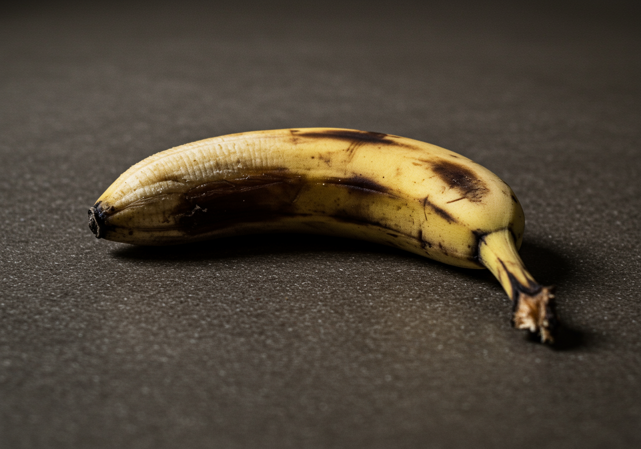 Un roi fatigué d'un royaume de fruits, sa robe marbrée raconte des histoires sucrées de jours ensoleillés et de rires oubliés.