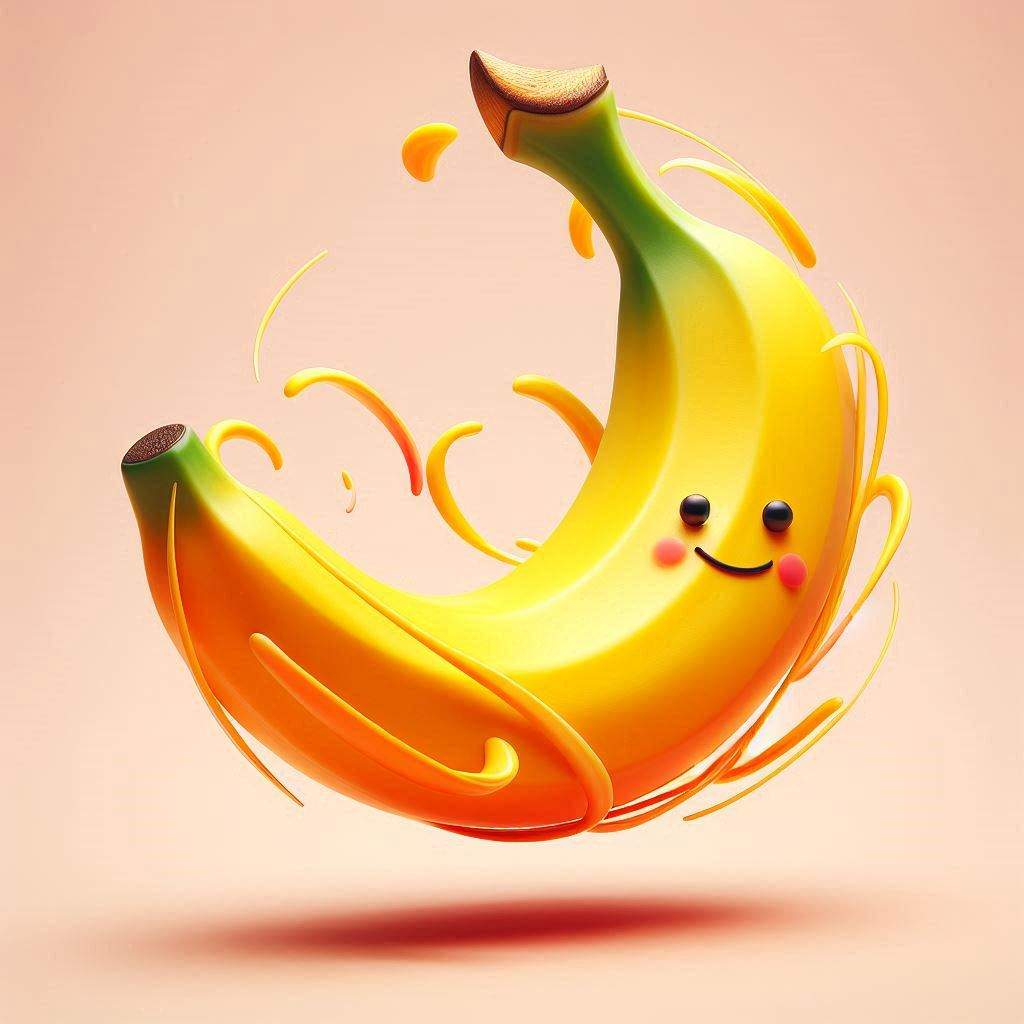 La banane jaune fait du stop, le sourire aux lèvres, dans un univers doux et champêtre, en quête de bonne humeur et d’aventure.