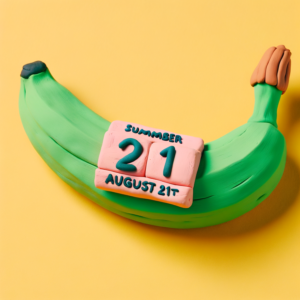 C’est une banane kaléidoscopique jouant le rôle d’almanach estival sur toile d’or, révélateur d’un 21 août taquin.