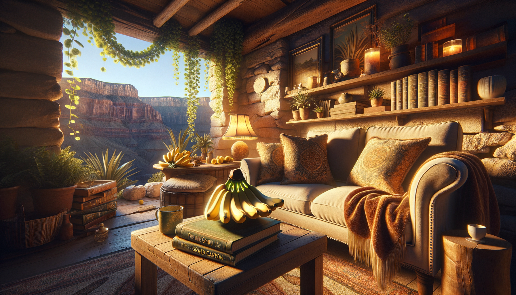 Refuge douillet cocooné de verdure, où le Grand Canyon s’invite dans l’écrin d’une fenêtre, taquinant le regard fureteur parmi objets de caractère et délices de lecture.