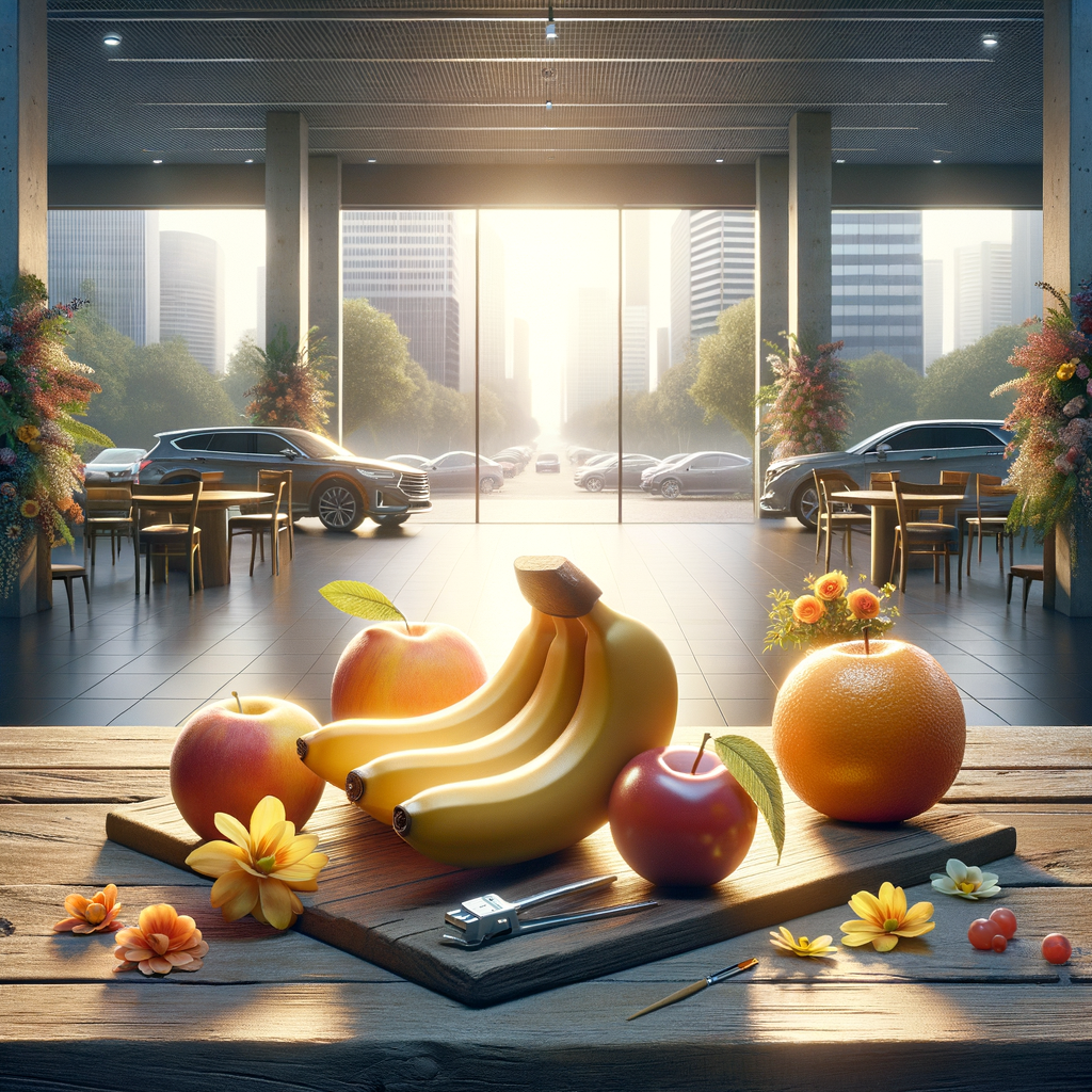 Au firmament des fruits, les bananes s’invitent à un gala, entourées d’apples glamour, comme des stars sur le tapis rouge. Qui a oublié le jus d’orange ? 🍊✨