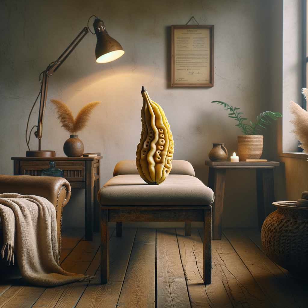 Dans un salon, une banane à la coiffure ondulée attend son tour pour les débats philosophiques sur la vie et la crème chantilly.