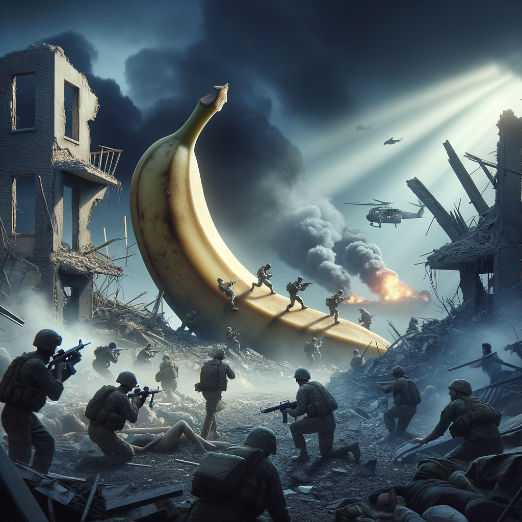 Dans un monde déchu, une banane géante mène la guerre, alliant humour fruité et chaos militaire : qui aurait cru que les petits déjeuners pouvaient être si explosifs ?
