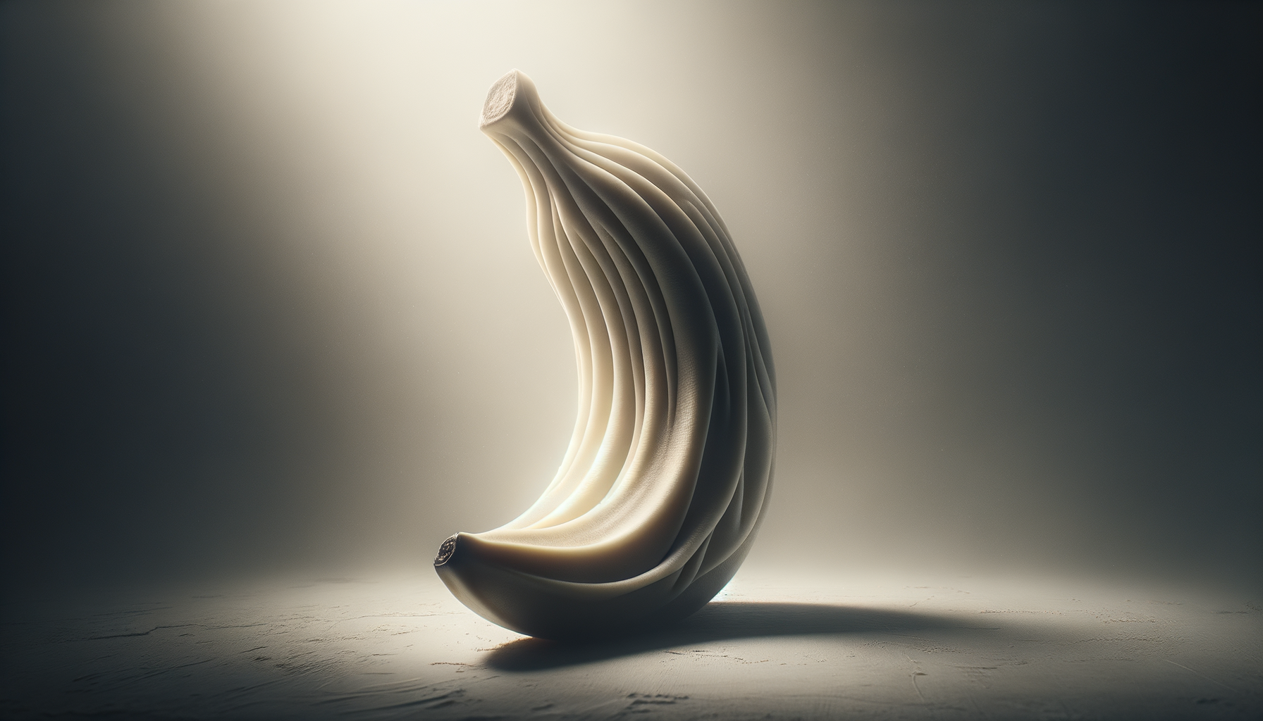 Une banane en méditation, sculptée dans le mystère, se prépare à révéler les secrets de l’univers… ou peut-être juste une bonne recette de smoothie !