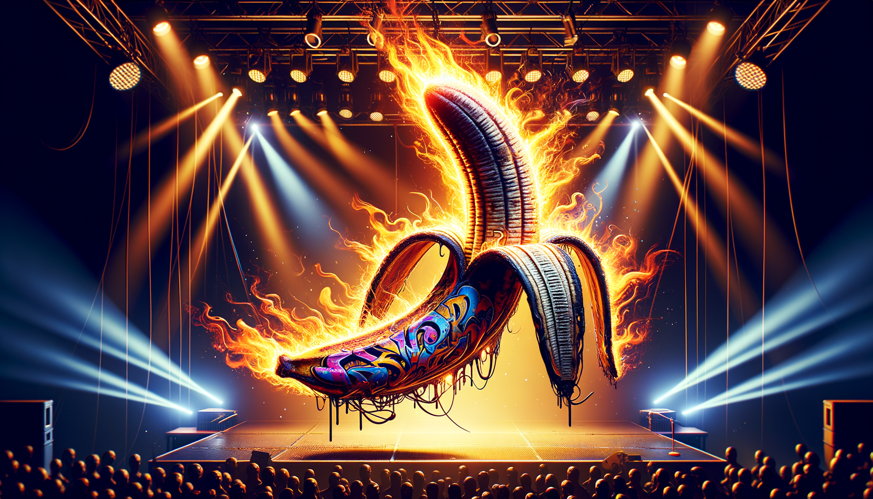 Des bananes flamboyantes dansent sous les projecteurs, prêtes à décrocher la palme du goût… et du spectacle, piquant la curiosité des gourmands gourmets ! 🍌✨
