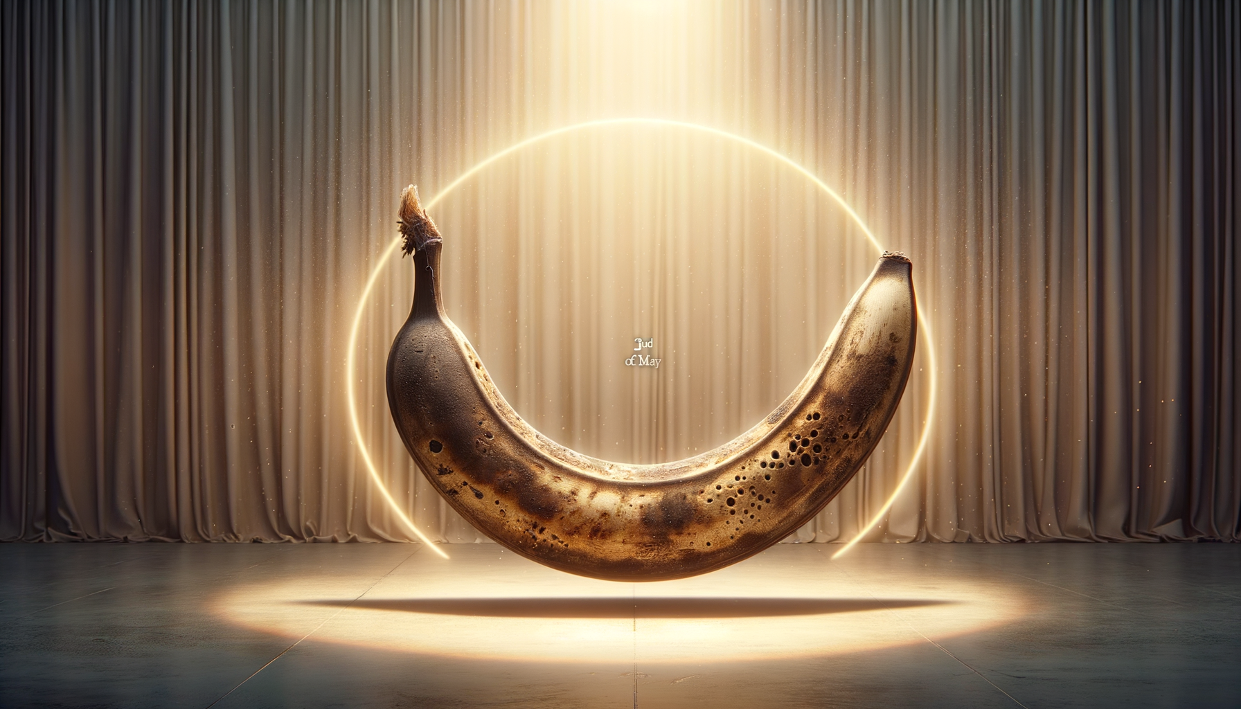 En équilibre sur la scène des rêves, une banane vénérée rayonne, révélant les mystères du fruit pourpre sous les projecteurs de l'absurde.