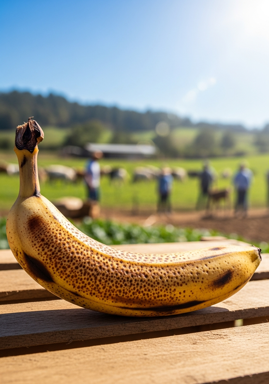 Un soleil doré caresse une courbe fruitée, tandis que les ruminants dansent en arrière-plan, témoin silencieux d'un festin imminent.
