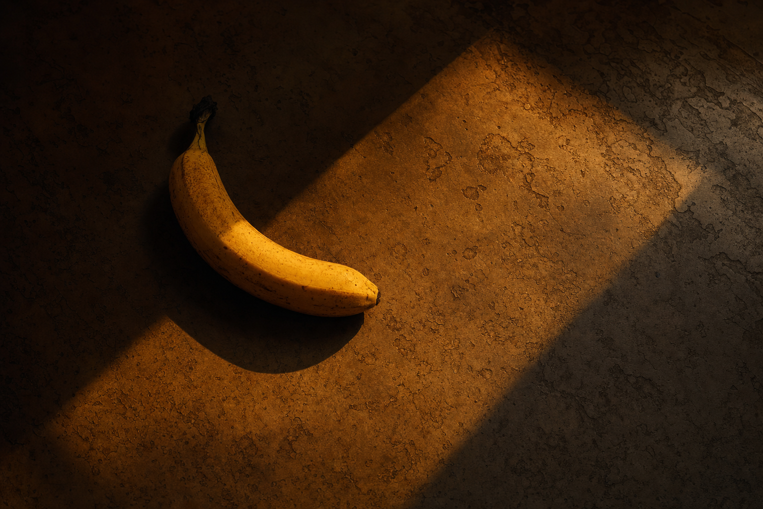 Un rayon timide caresse la courbe d’un soleil suspendu, mi-fruit mi-lune, rêve jaune sur un lit de terre oubliée.